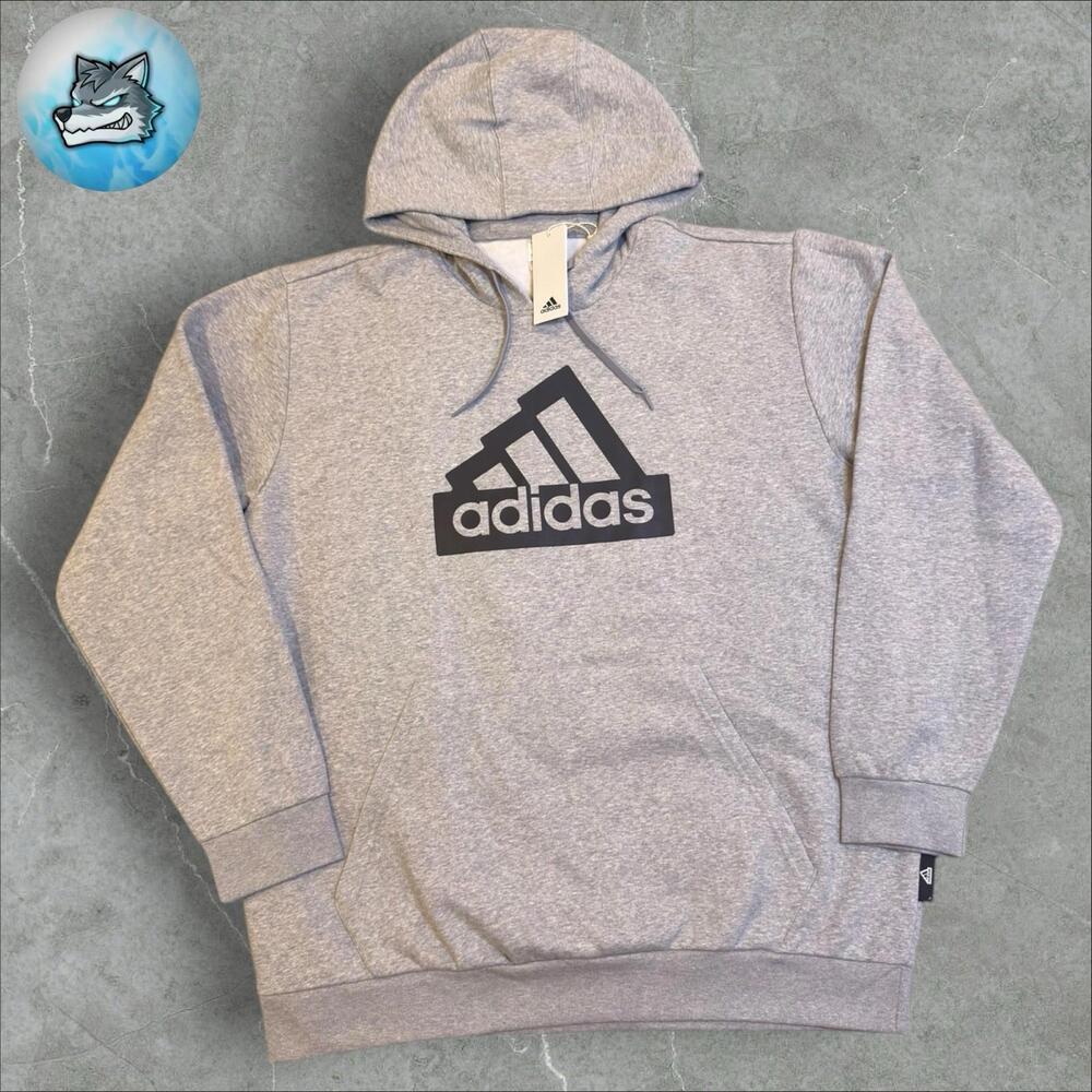 Adidas Essentials Athletic Pullover Hoodie Sweatshirt Mens Small 2XL Gray IW2642